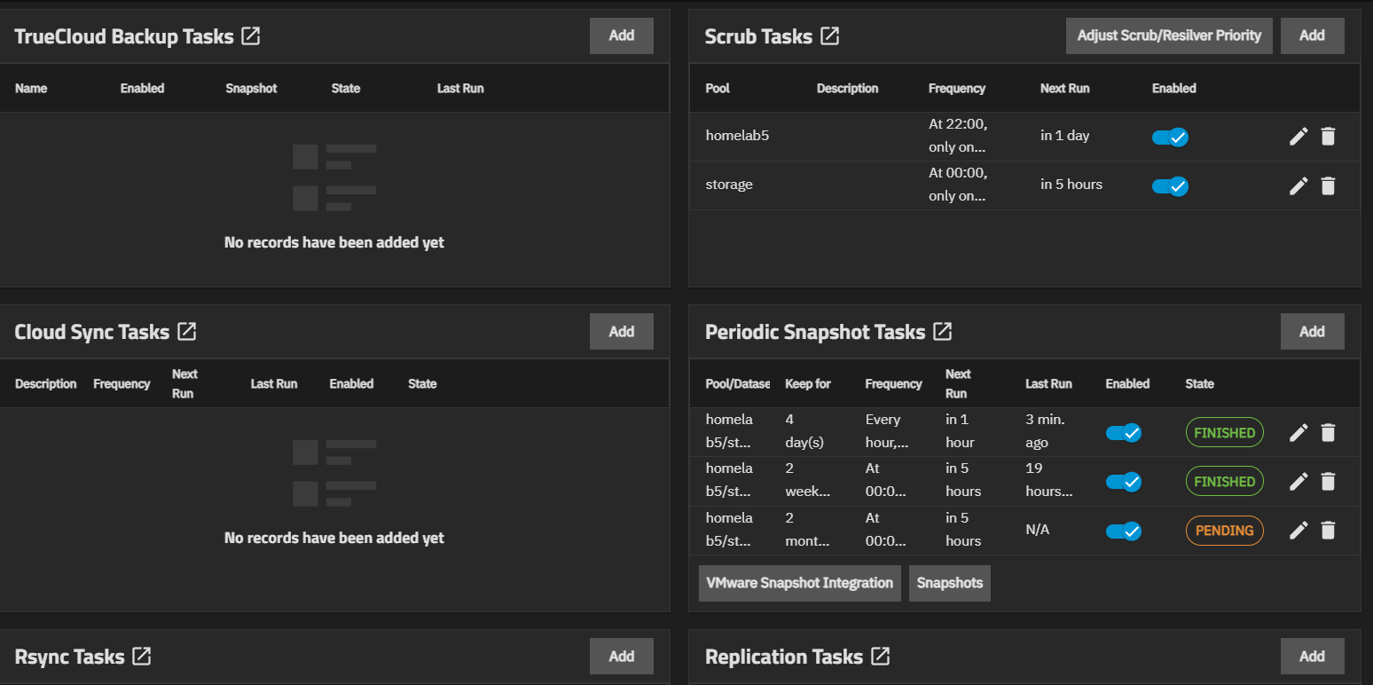 Automated snapshot and scrub tasks for data protection